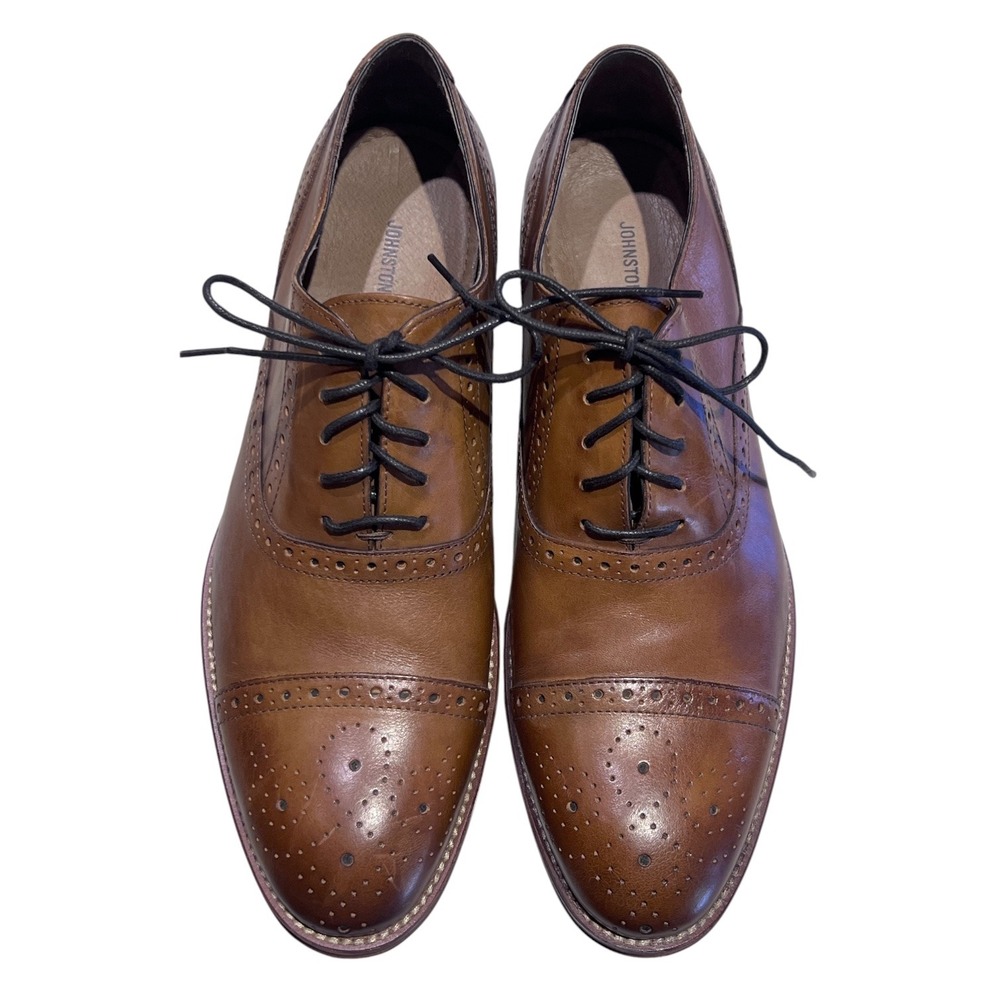 Johnston & Murphy Conard Cap Toe Oxford Shoes Mens 11M Tan Leather Brogue